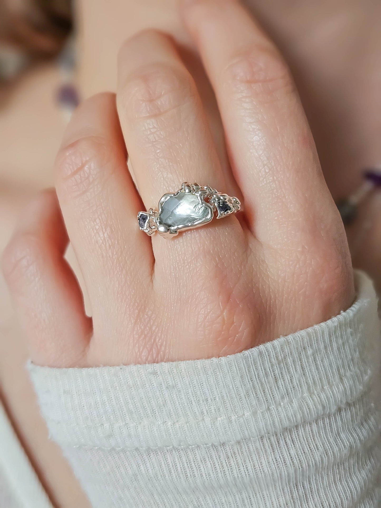 Bague nuage Améthyste, Argent T52/55