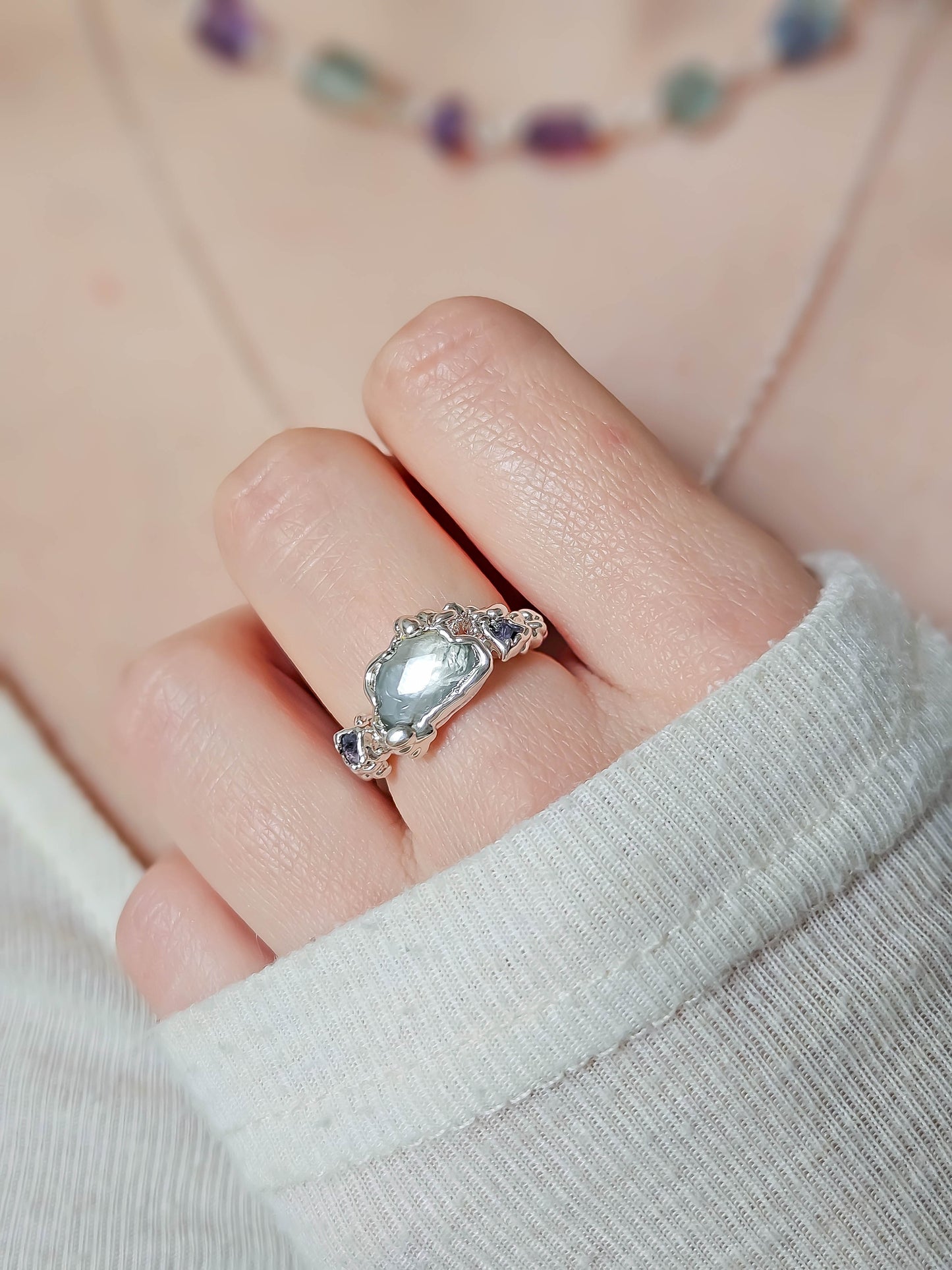 Bague nuage Améthyste, Argent T52/55