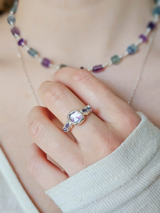 Bague fluorite, Argent