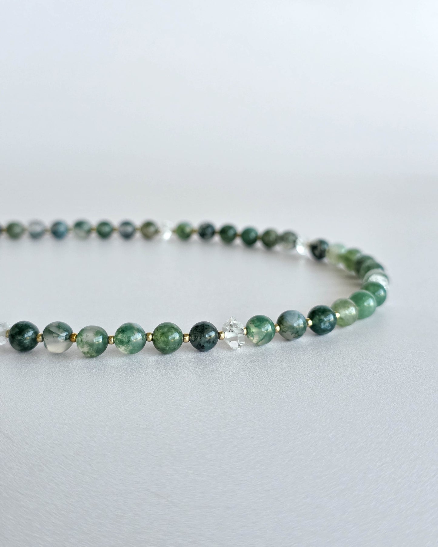 Collier perles Agate mousse