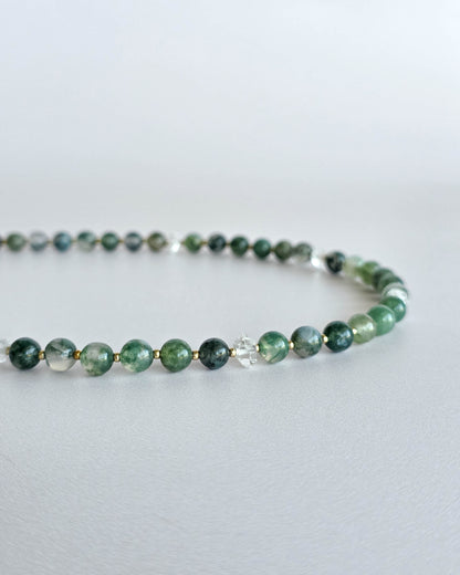 Collier perles Agate mousse