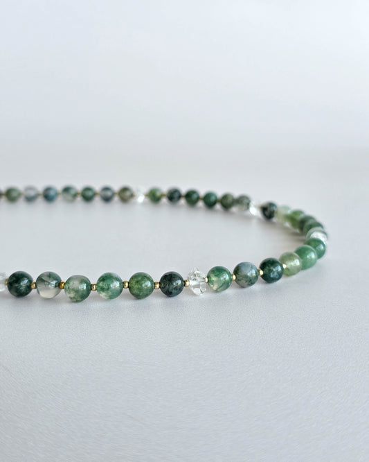 Collier perles Agate mousse