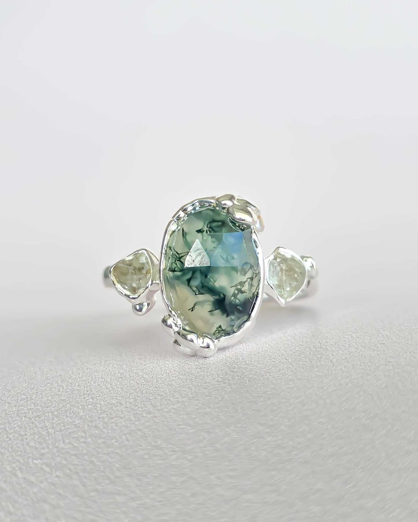 Bague Agate mousse, Ovale