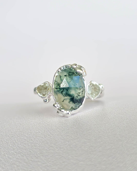 Bague Agate mousse, Ovale