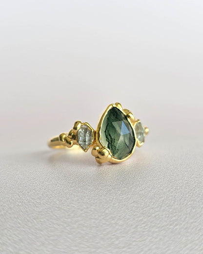 Bague Agate mousse, Poire