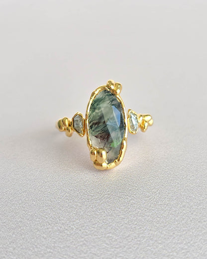 Bague Agate mousse, Ovale II