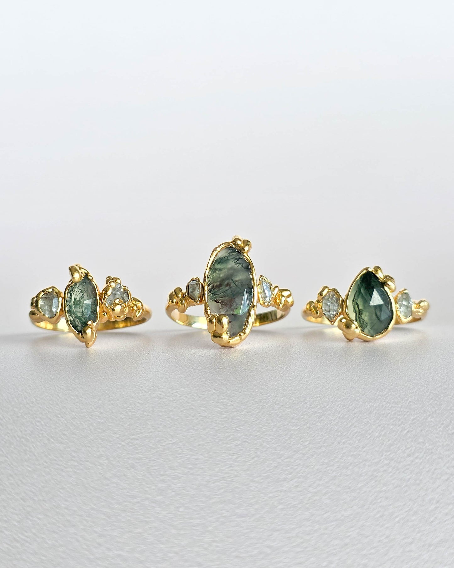 Bague Agate mousse, Marquise