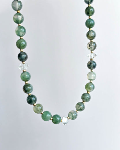 Collier perles Agate mousse
