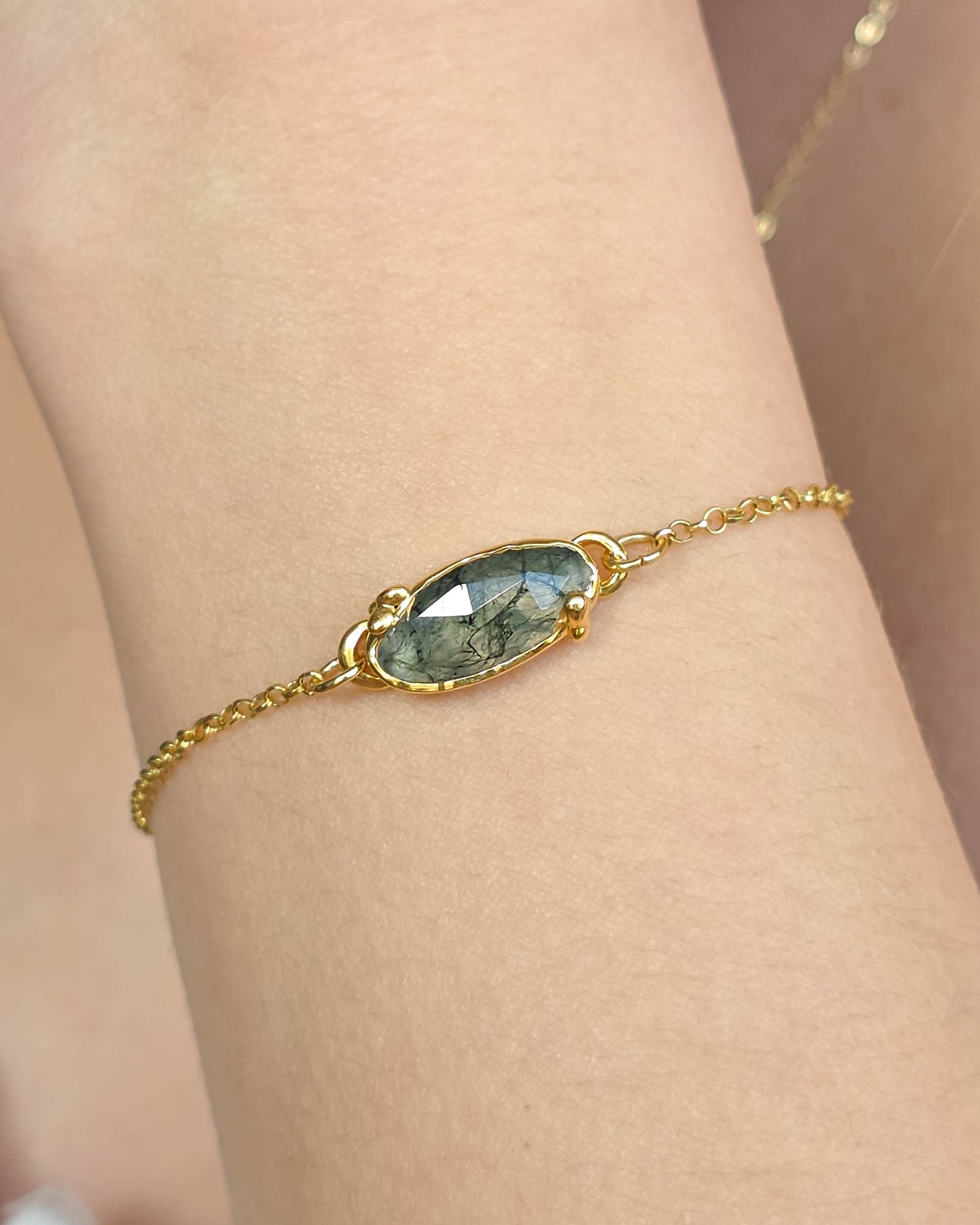 Bracelet Agate mousse, Ovale