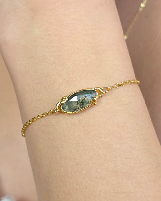 Bracelet Agate mousse, Ovale