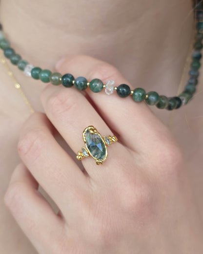 Bague Agate mousse, Ovale II