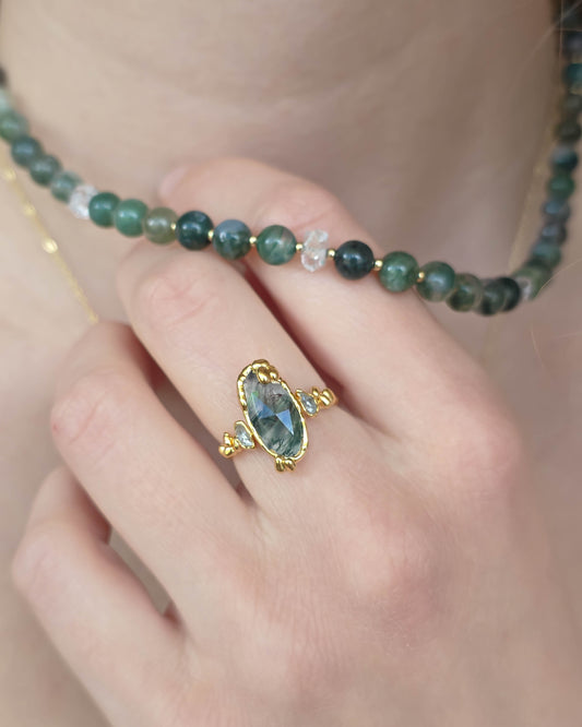 Bague Agate mousse, Ovale II