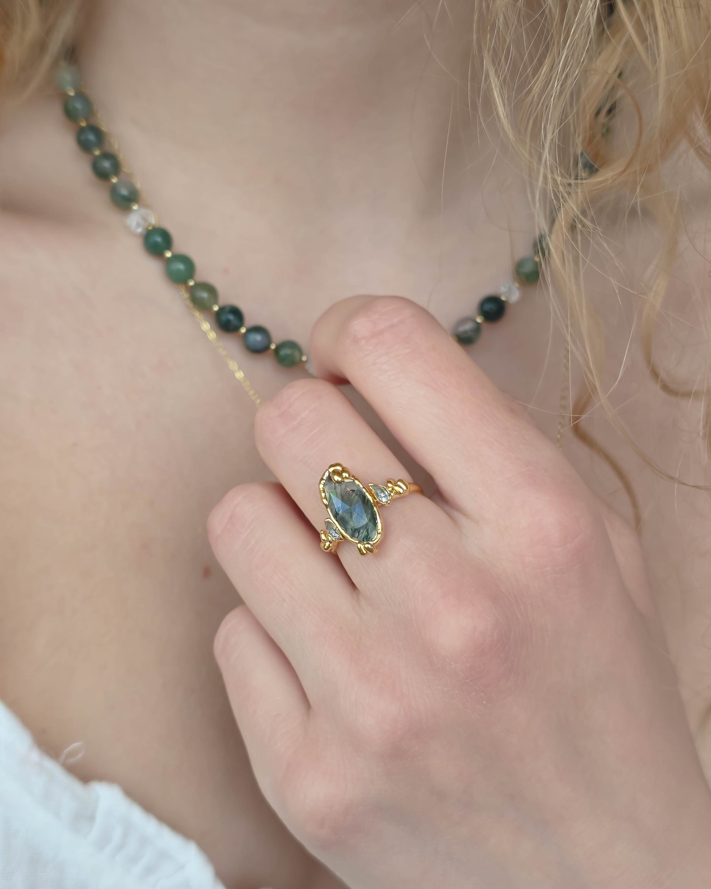 Bague Agate mousse, Ovale II