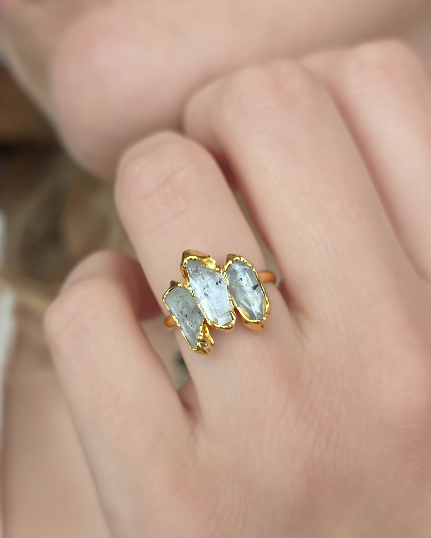 Bague trio de quartz