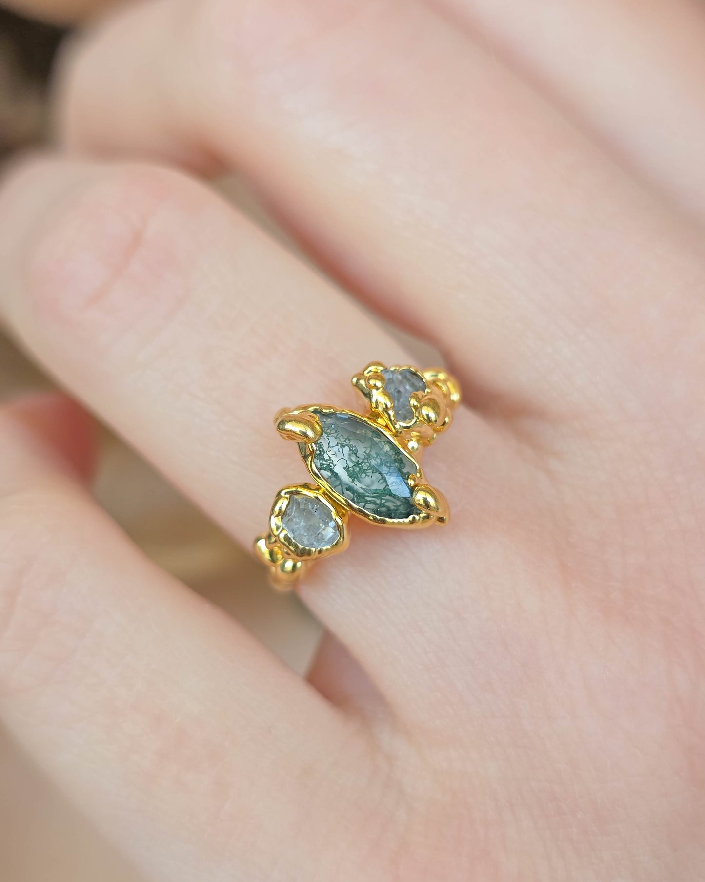 Bague Agate mousse, Marquise