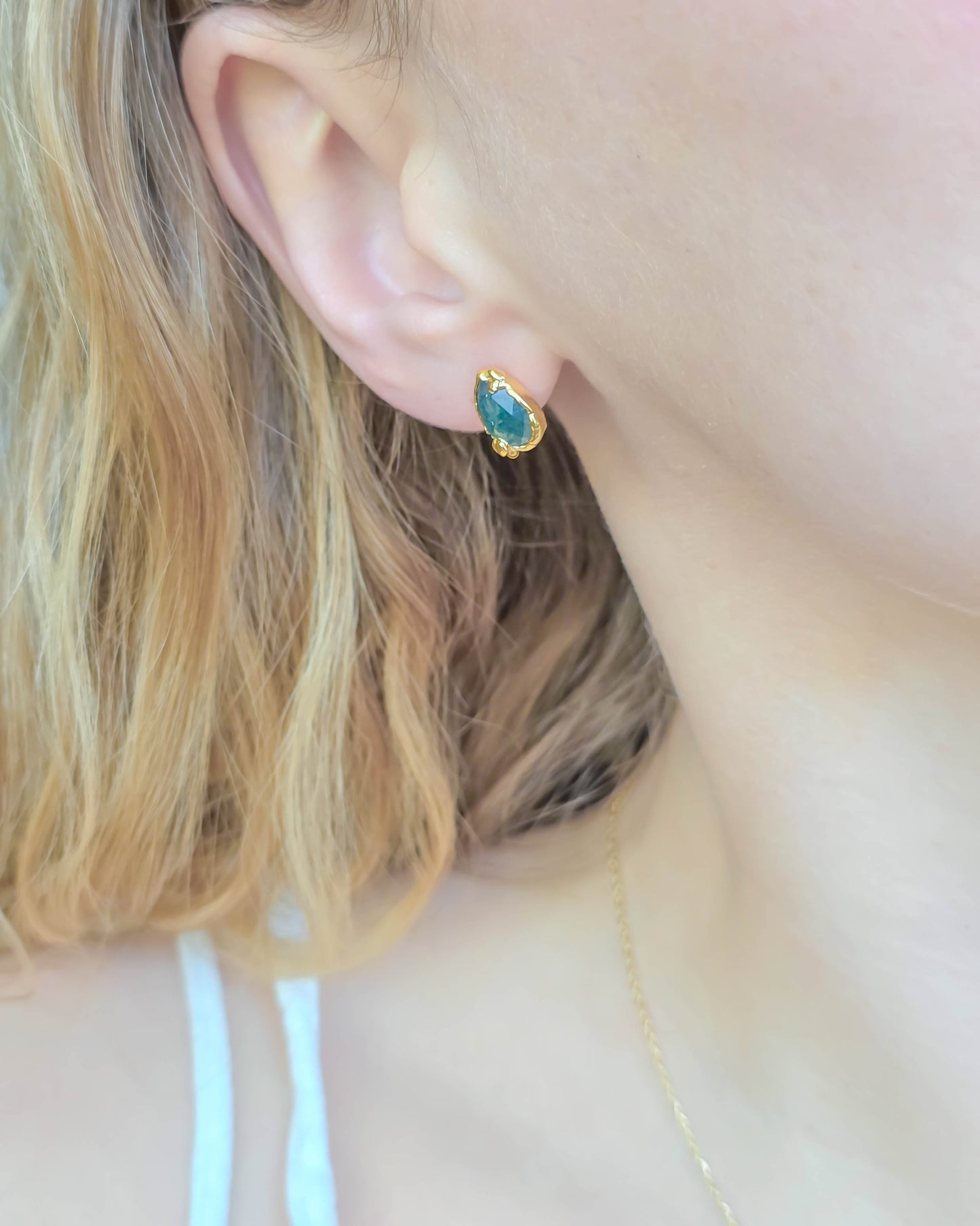 Boucles d'oreille Agate mousse, Poire