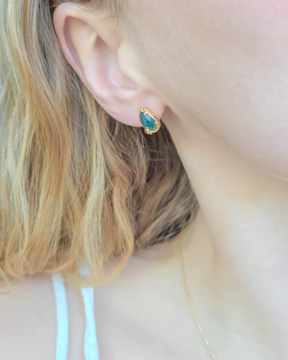 Boucles d'oreille Agate mousse, Poire