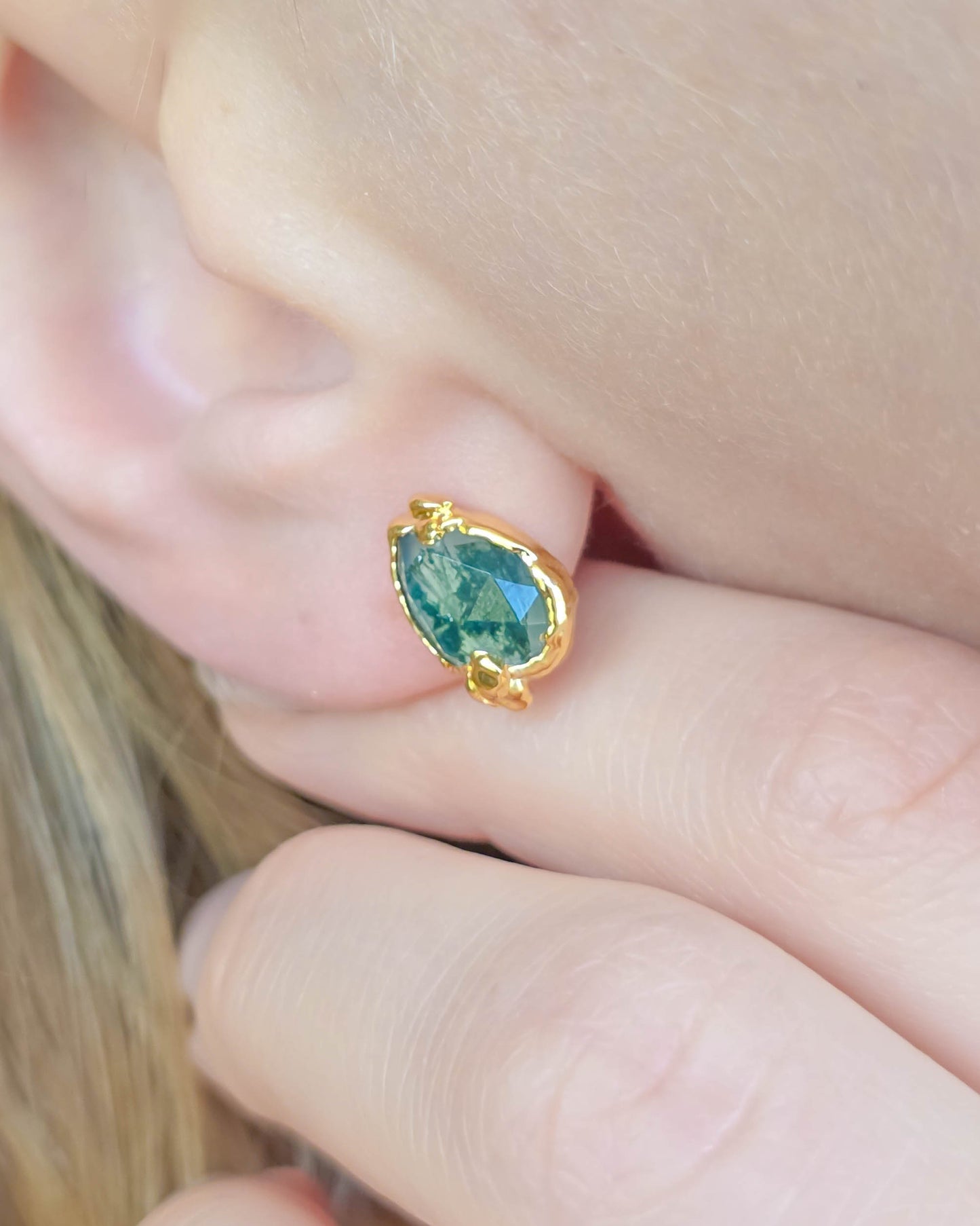 Boucles d'oreille Agate mousse, Poire