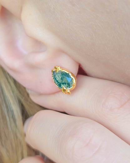 Boucles d'oreille Agate mousse, Poire