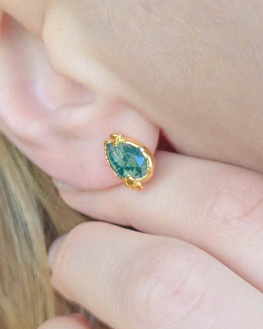 Boucles d'oreille Agate mousse, Poire