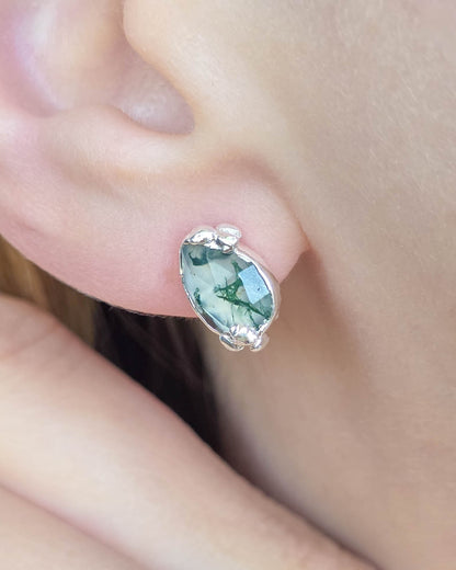 Boucles d'oreille Agate mousse, Poire