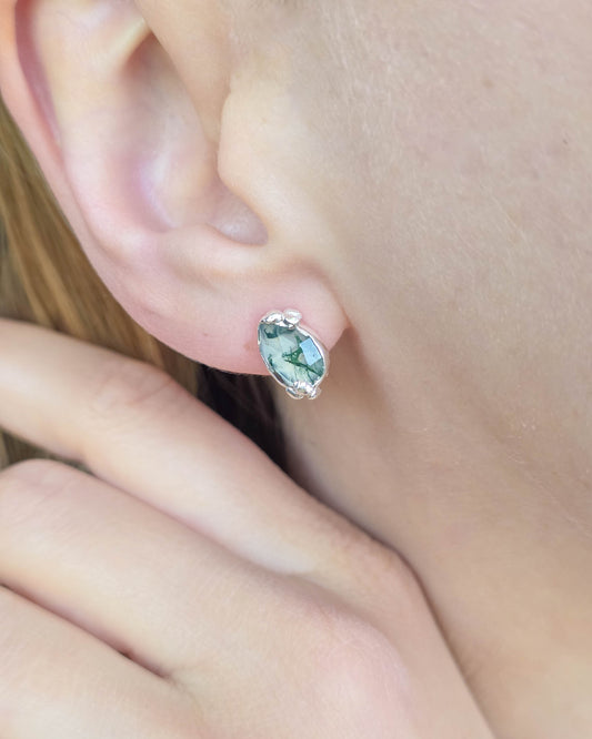 Boucles d'oreille Agate mousse, Poire