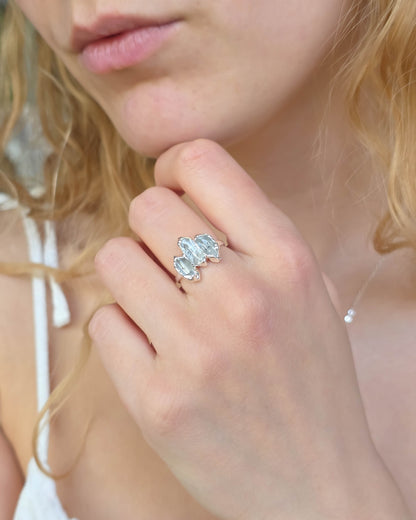 Bague trio de quartz