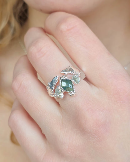 Bague Agate mousse, Losange