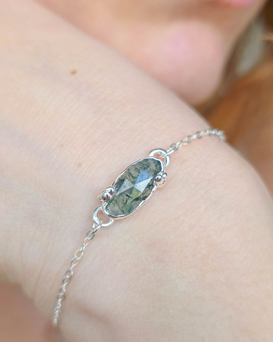 Bracelet Agate mousse, Ovale