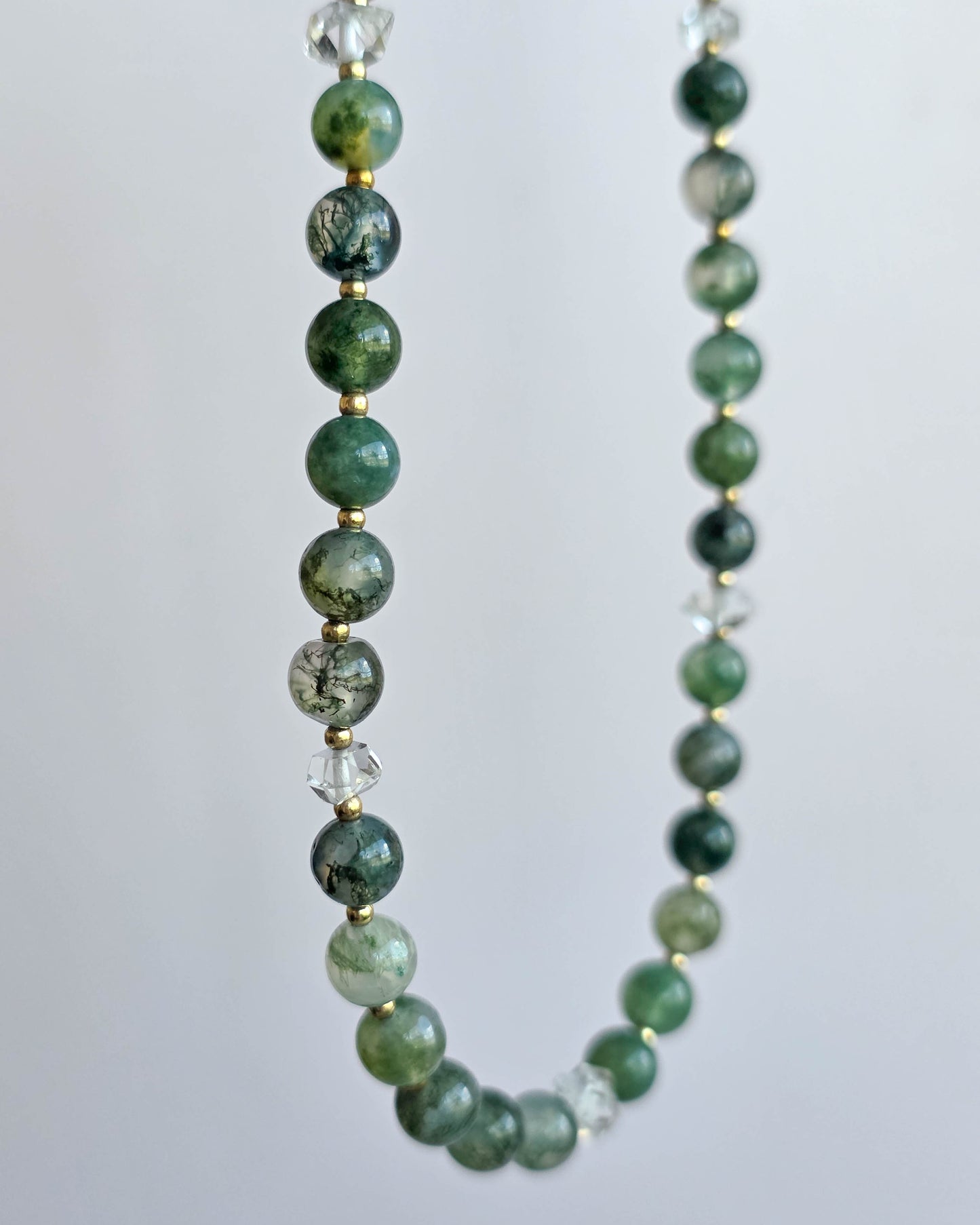 Collier perles Agate mousse