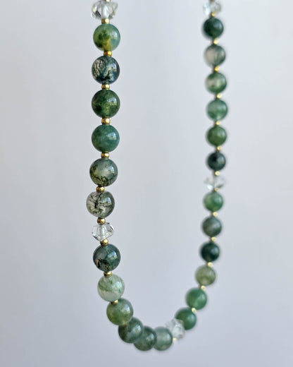 Collier perles Agate mousse