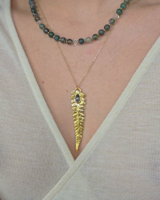 Collier fougère, Agate mousse marquise