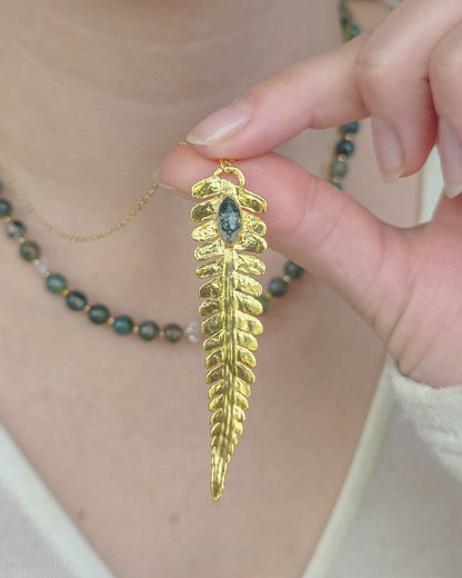 Collier fougère, Agate mousse marquise