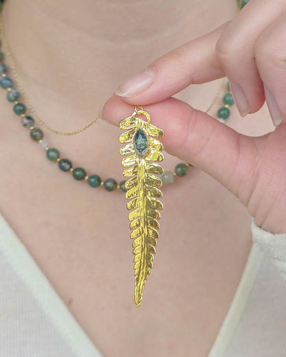 Collier fougère, Agate mousse marquise