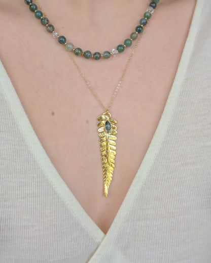Collier fougère, Agate mousse marquise