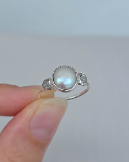 Bague perle de diamant