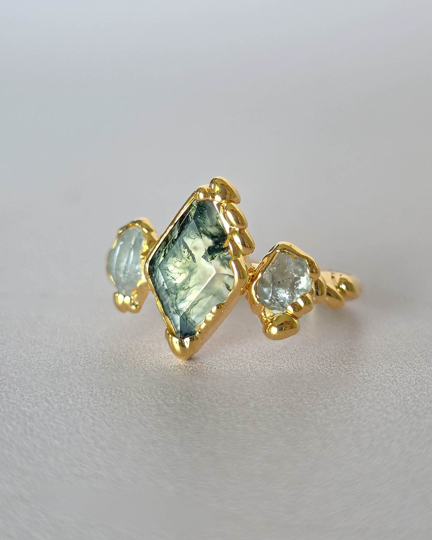Bague Agate mousse, Losange