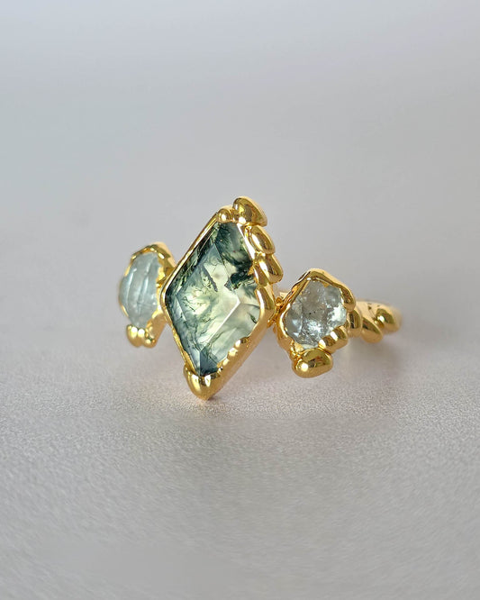 Bague Agate mousse, Losange