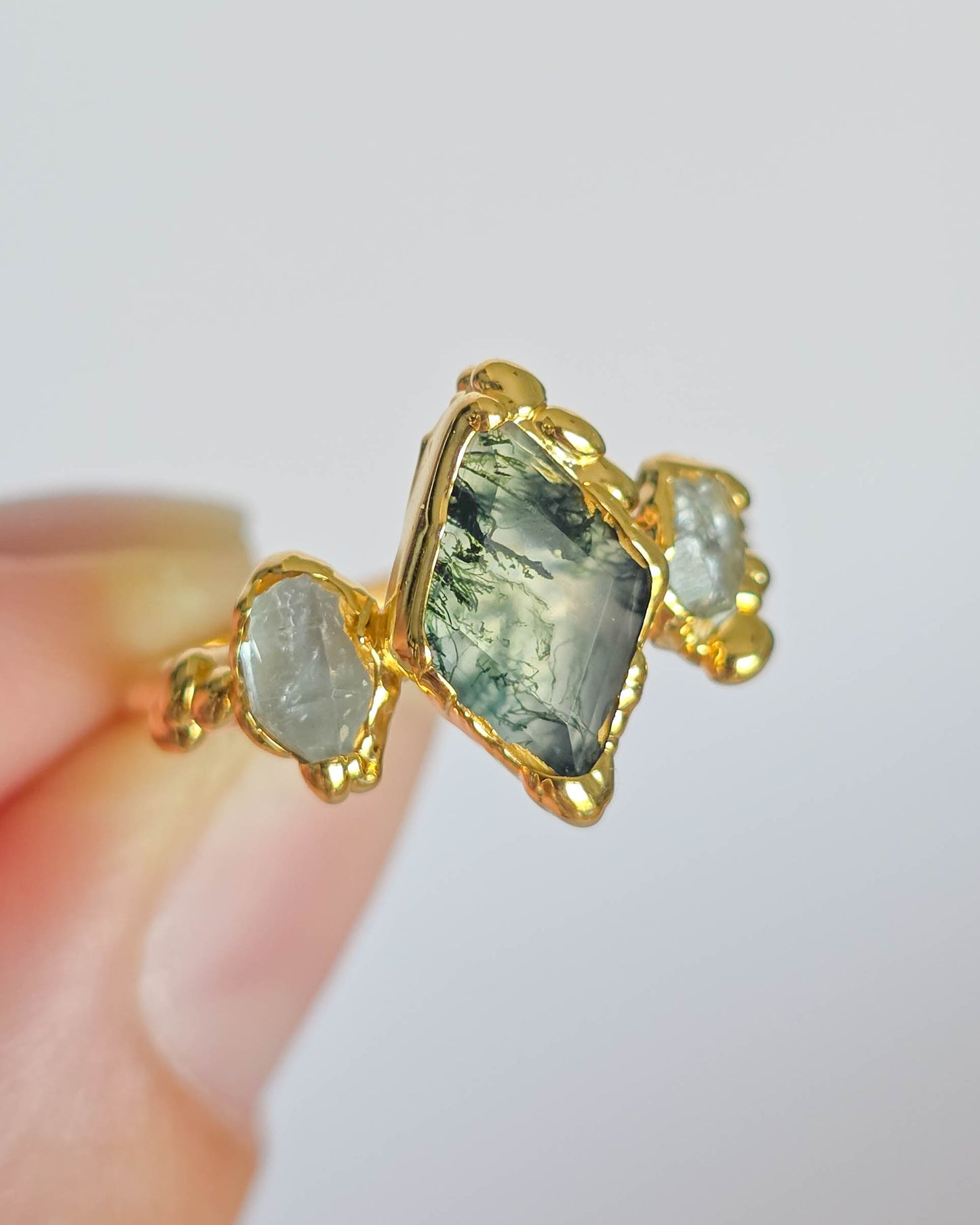 Bague Agate mousse, Losange