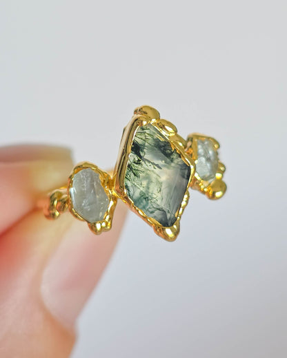 Bague Agate mousse, Losange