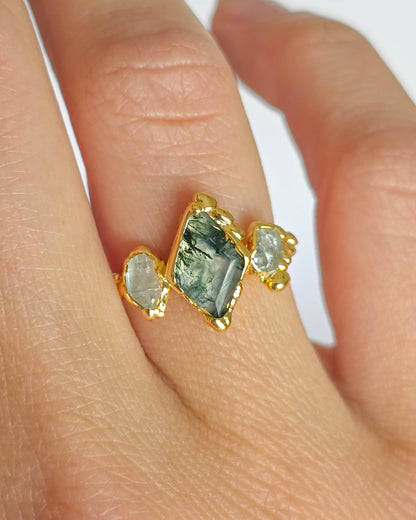 Bague Agate mousse, Losange
