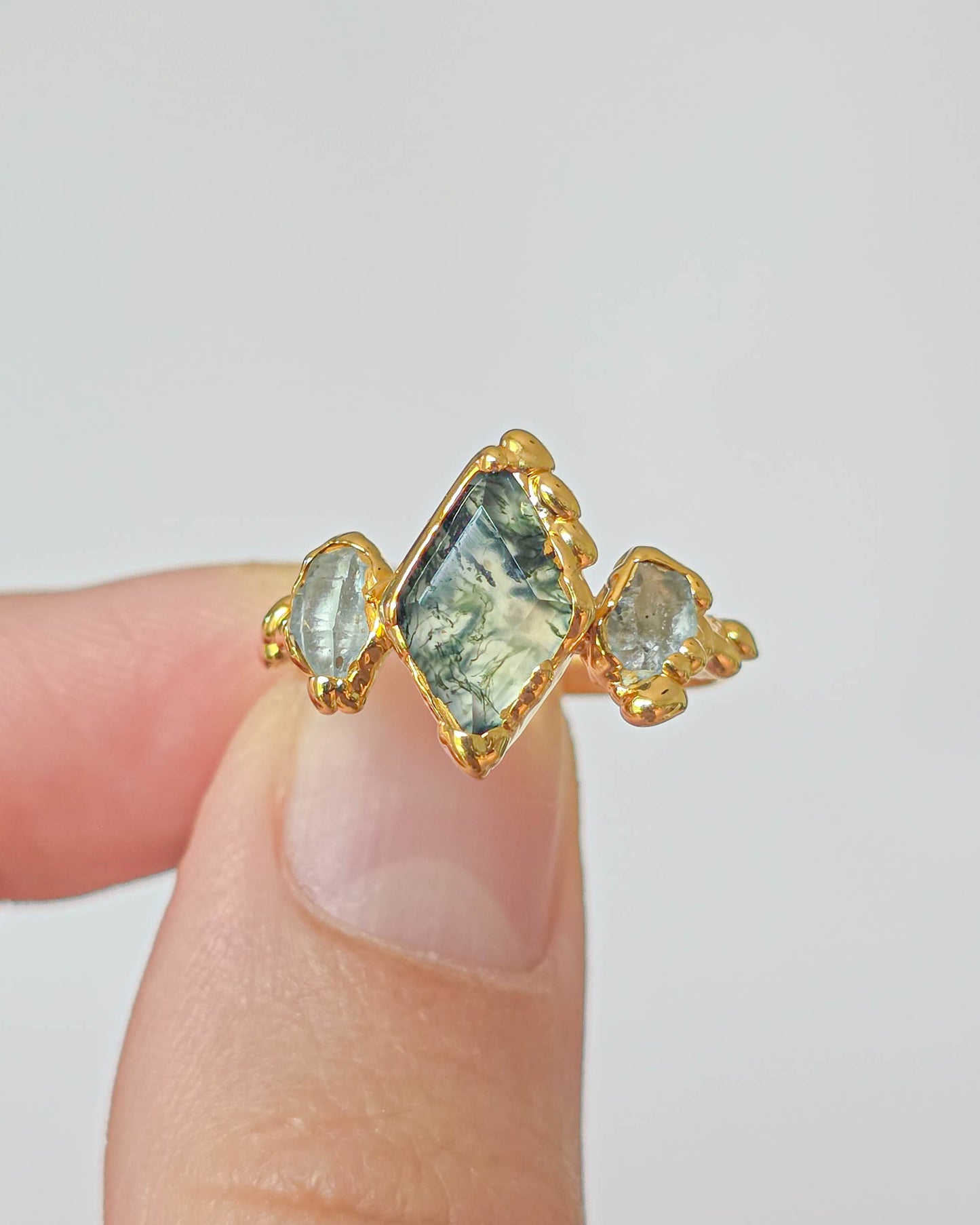 Bague Agate mousse, Losange