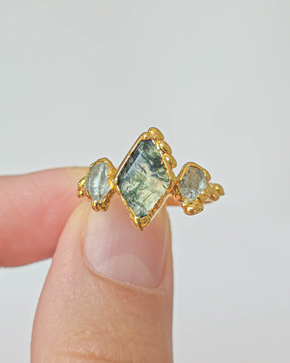 Bague Agate mousse, Losange