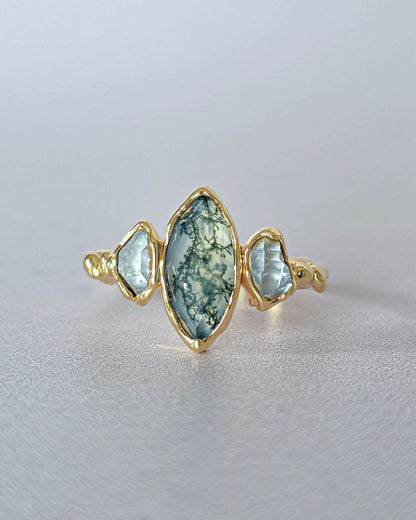 Bague Agate mousse, Marquise