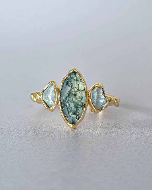 Bague Agate mousse, Marquise