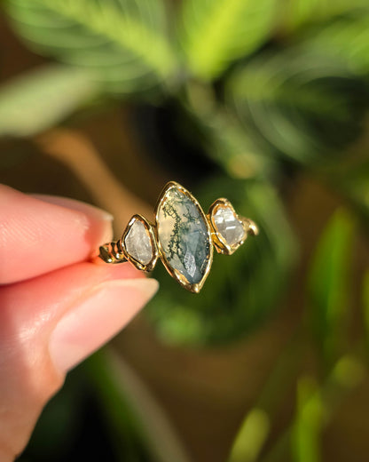 Bague Agate mousse, Marquise