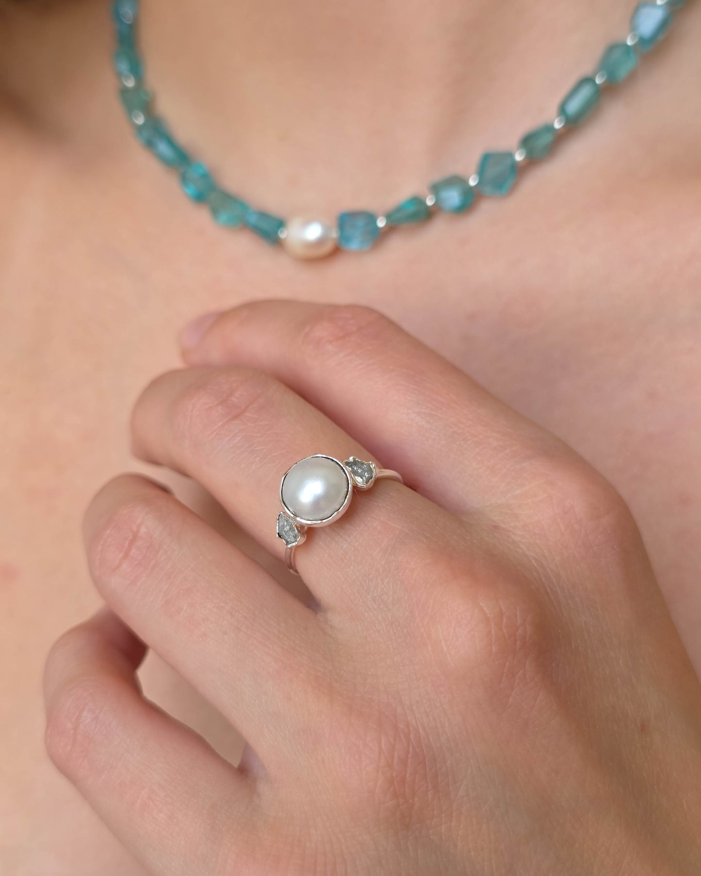 Bague perle de diamant