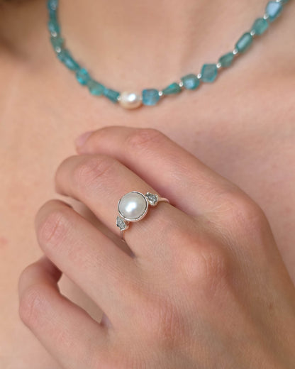 Bague perle de diamant