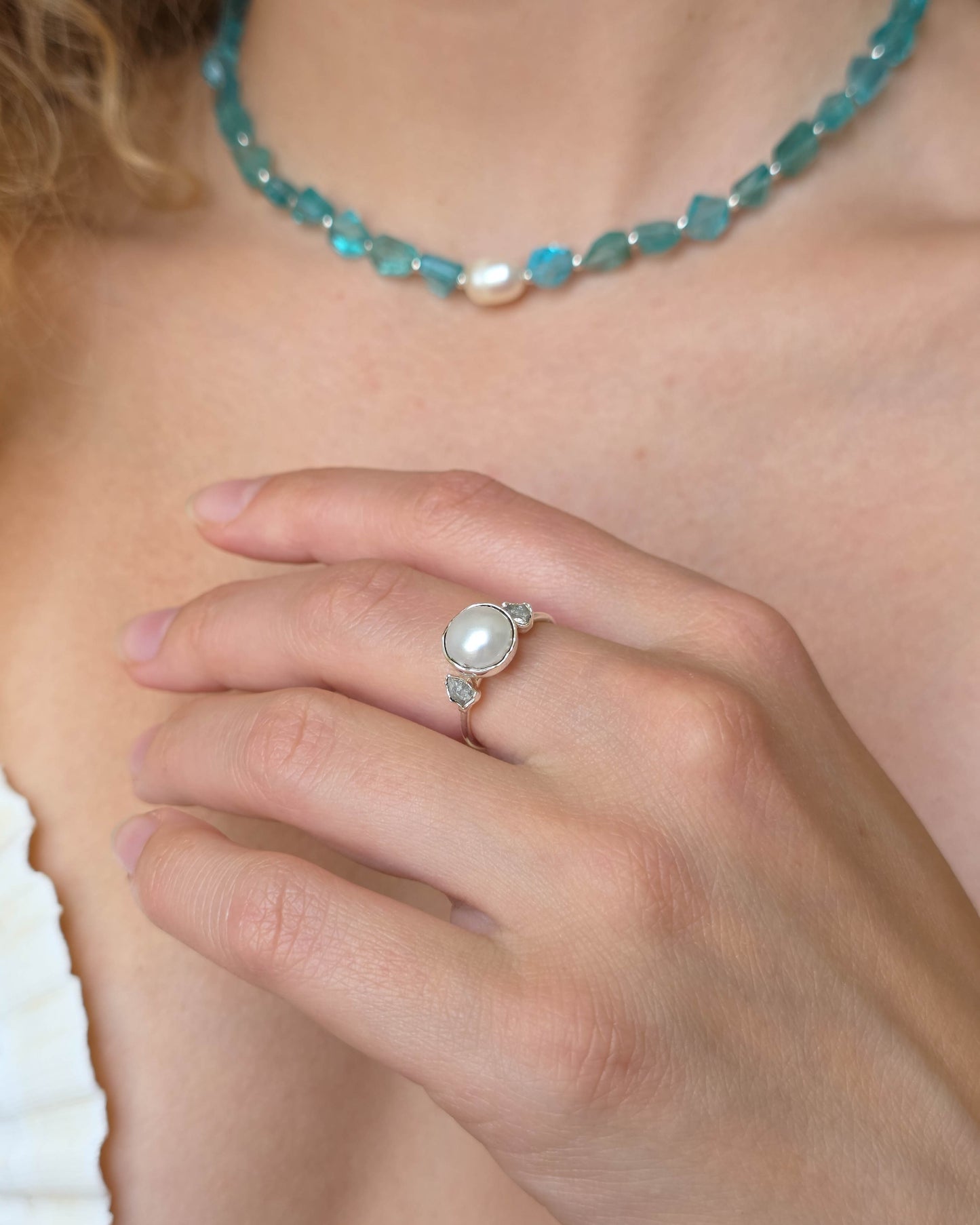 Bague perle de diamant