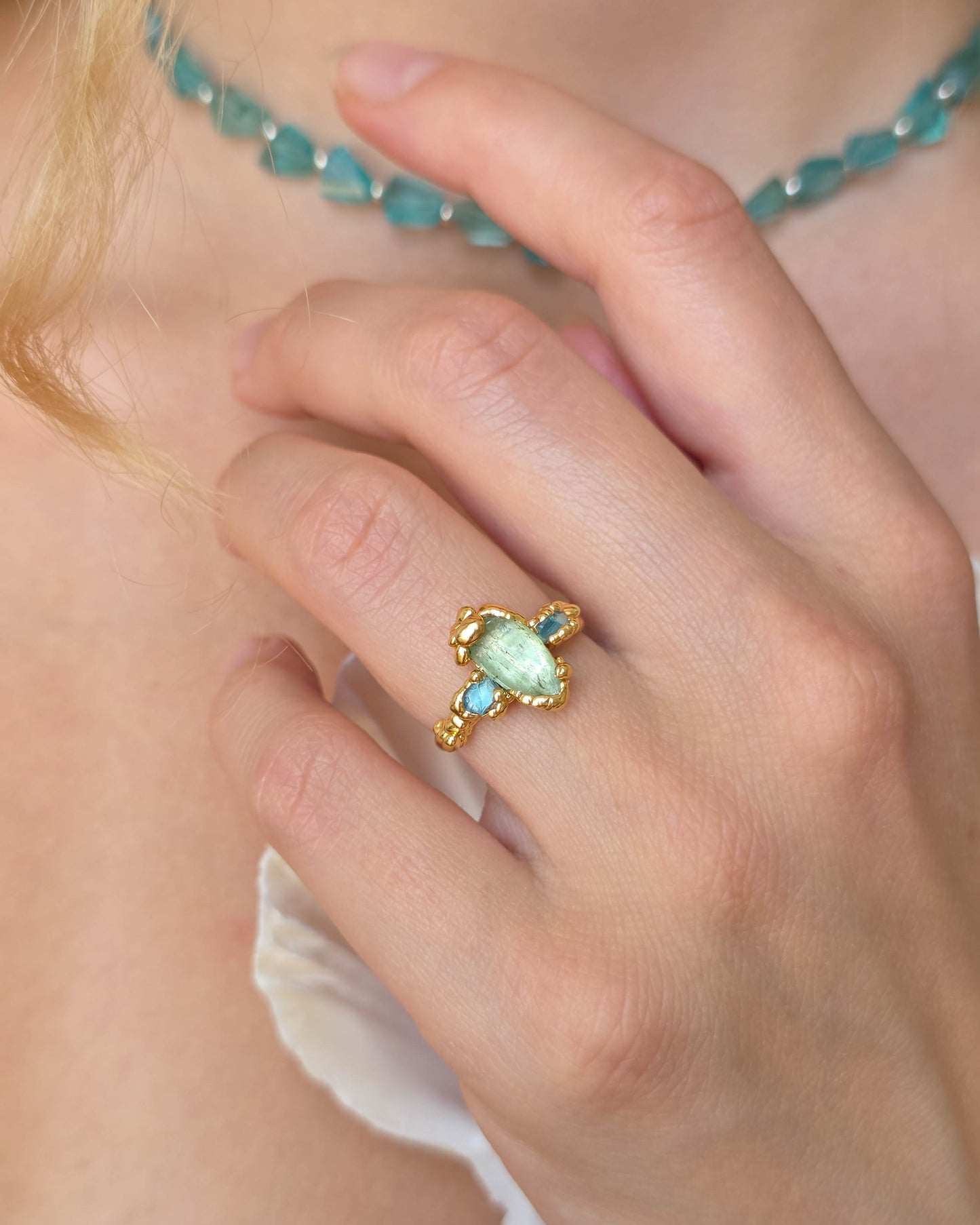 Bague Kyanite verte & Apatite